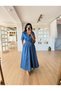 Women's Blue Pleated Denim Dress - 6