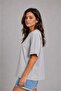 Women's Oversize 100% Cotton Basic Comfortable Fit T-Shirt - Gray - 2