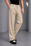 Men's Cream Zra Model Pleated Wide Leg Fabric Trousers Oversize Relaxed Fit - 5