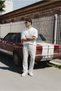Men's Washed 3-Yarn Combed Cotton Baggy Sweatpants with Elastic Waist and Laces