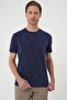 Comfort Fit Crew Neck Tie-Dye Look Stretchy Cotton Navy Blue T-Shirt Ts 905 - 2