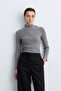 Gray Melange Fisherman Knitwear Sweater
