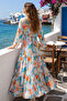 Patterned Hijab Dress Turquoise 578 - 4