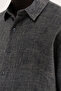 Men's Effect Embroidered Muslin Cotton Oversize Shirt Black - 5