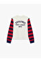 Cotton Long Sleeve Crew Neck T-Shirt with Printed Stripes on the Back - 4