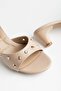 Large Size Women's Heeled Slippers Beige Stoned Trocked Round Toe - 2