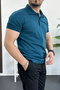 Men's Slim Fit Solid Color Cotton Soft Polo T-Shirt Blue Edw365 - 2