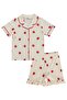 Strawberry Patterned Shorts Pajama Set for 2-5 Years Old - Ivory - 4