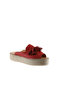 Red Leather Women's Wedge Heel Piece Set Espadrilles Slipper 01Wq3511 - 2