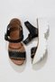 Black Leather Women's Wedge Heel Piece Set Sandals 01Ws7700 - 5