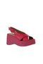 Fuchsia Leather Women's Wedge Heeled Sandals 01Wy9007 - 2
