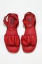 Red Leather Women's Sandals 01Wu4121