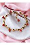 Natural Stone Coral Stone Steel Bracelet