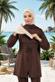 Hijab (Sea, Pool) Swimming Cap with Removable Visor, B-82Sn, Beige - 2