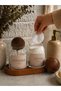 Set of 2 Glass Cotton Containers with Wooden Ball Lids – with Wooden Stand |   Vintage Label (Cotton & Cotton Bud) - 3