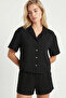 Linen Shirt Shorts Set Lub0342 Black - 3