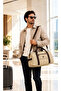 Beige Unisex Travel Hand Suitcase Duffel Bag with Shoulder Strap 21064 - 3