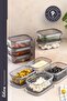 400 ml Anthracite Food Jar Set - 9-Piece Large Size Rectangular Breakfast Set with Plastic Lid