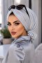 Silver Sparkling Evening Dress with Buckle Headpiece - 3