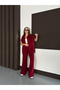 Burgundy Modal Fabric Parachute Detailed Relax Fit Zippered Vest Set Stylish Bottom and Top Set