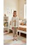 girls' %100 cotton white giraffe patterned long sleeve pajama set