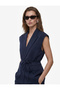 Linen Look Sleeveless Blazer Vest with Tie Detail and Pockets - 5