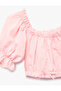 Short Sleeve Strapless Collar Ruffled Blouse with Gimped Detail, Pack of Cotton - 4