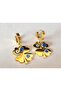 Evil Eye Bead Detailed Number Section Steel Clover Earrings - 2