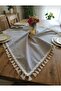 Organic Linen 100% Cotton Soft Easy-Iron Cream Fringed Gray Checkered Tablecloth