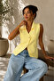 Women's Button Detailed V-Neck Sleeveless Blouse - 4