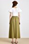Elastic Waist Soft Denim Skirt Oil Green 7068 - 8