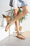 Gold Women's Shell Detailed Comfortable Flip-Flop Sandals Olive Soft Sole Comfortable Ergonomic - 4