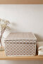 Set of 3 Mini Multi-Purpose Storage Boxes Cream Chain Patterned Toy and Clothing Organizer Storage Box 30X4 - 3