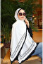 Striped Detail shawl 70340-01 black ecru - 2
