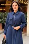 Shirt Collar Full Length Zippered Belted Dress - 4