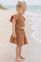 Girl's Muslin Cotton Brown Skirt Blouse Bottom Top Set
