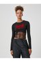 Long Sleeve T-Shirt Crop Tulle Corset Detailed Printed - 3