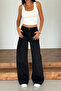 Women's Pocket Detail Basic Wide Leg Black Jeans