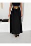 Tesettür Skirt - Pleated with Belt / Textured Fabric Maxi Length Skirt - 6