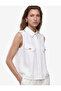 Classic Collar Pocket Detailed Sleeveless Shirt with Metal Accessories - 4