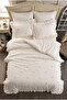 Aurelia 100% Cotton Ruffled, Bow Pattern Embroidered 6 Piece Premium Double Duvet Cover Set - 3