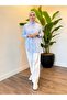 Embroidered Beaded Striped Shirt - Blue - 4