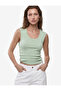Cotton U-Neck Ribbed Sleeveless Blouse - 2