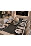 Linen 7 Piece Tassel Detailed Anthracite Smoked American Service Set