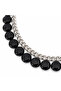 Natural Stone Necklace; Black Onyx and Silver Color Steel Chain - 4