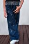 Girl's Jean Pants with Stone Star Accessories, Ages 5-9, Dark Blue - 3