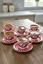 Acar Birdie 6-Person Porcelain Coffee Cup Set with Birds |   Decorative Presentation Set 260.8 ml - 3
