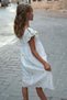 Girl's Dress with Cherry Embroidery and Guipure Detail, Ages 3-8, Ecru - 3