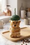 Teddy Bear Design Glass Flask with Straw and Protective Cap 600 ml (Green, Yellow, Blue, Black, Red Color Options)