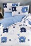 Blue Children's Duvet Cover Set with Elastic Sheet and Teddy Bear - 3